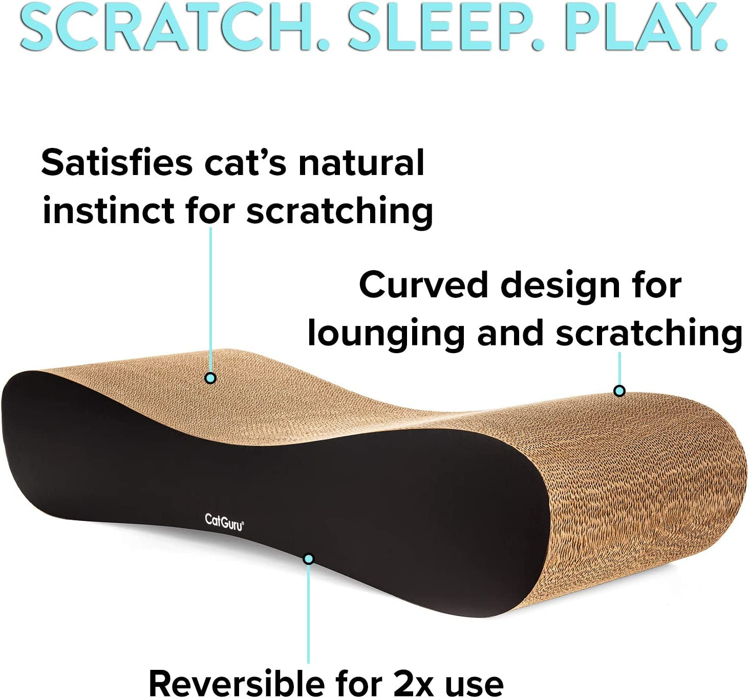 "XXL Ultimate Cat Scratcher Lounge - Reversible Board, Premium Cardboard Design, Durable Scratchers, Scratching Bed and Post in One!"