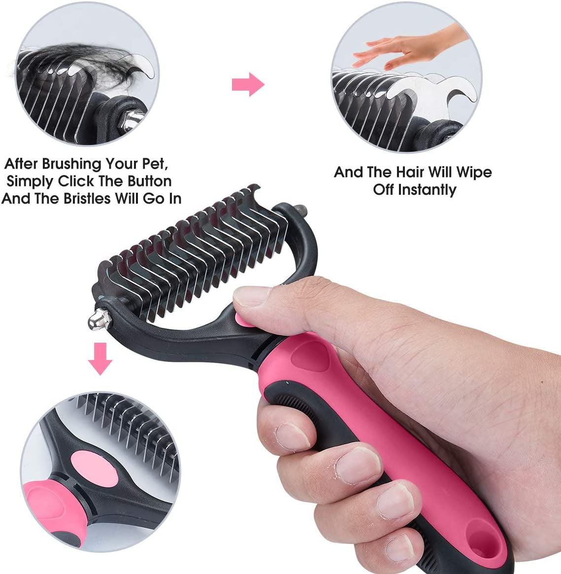 "Ultimate Pet Grooming Tool: Dual-Sided Undercoat Rake for Cats and Dogs - Safely Remove Mats, Tangles, and Shedding with Ease!"