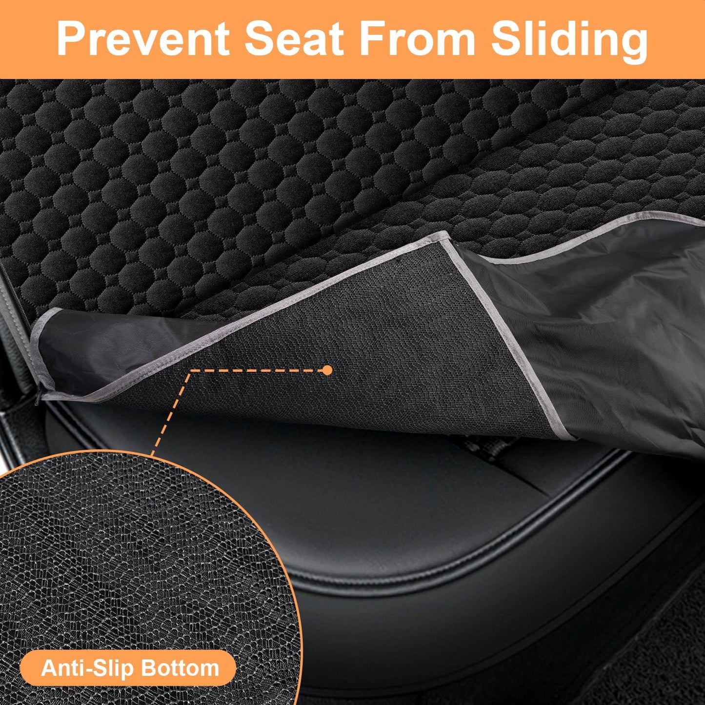 Waterproof Dog Car Seat Cover with Side Flaps and Nonslip Hammock