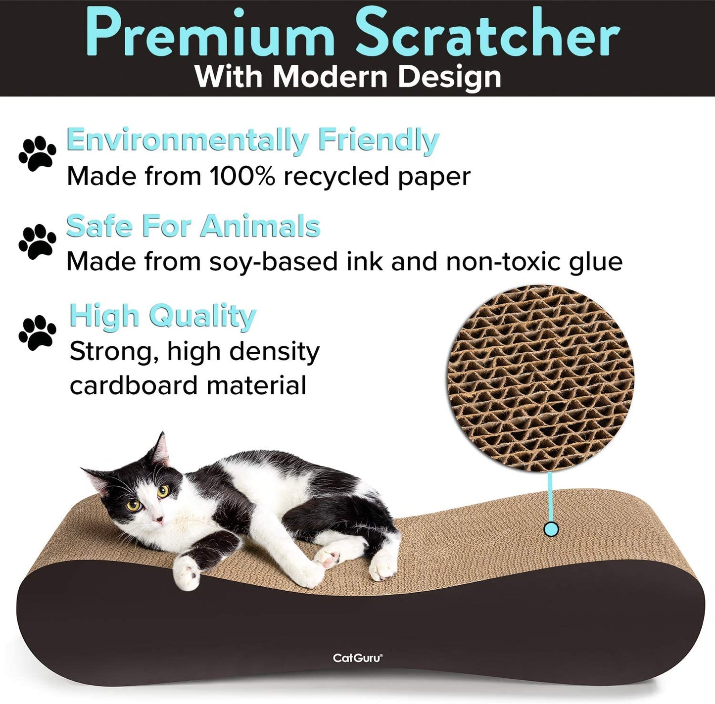 "XXL Ultimate Cat Scratcher Lounge - Reversible Board, Premium Cardboard Design, Durable Scratchers, Scratching Bed and Post in One!"