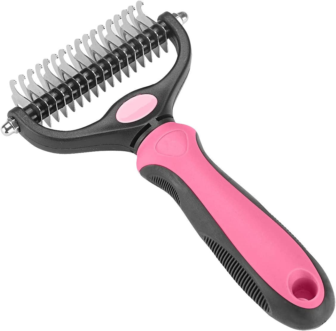 "Ultimate Pet Grooming Tool: Dual-Sided Undercoat Rake for Cats and Dogs - Safely Remove Mats, Tangles, and Shedding with Ease!"